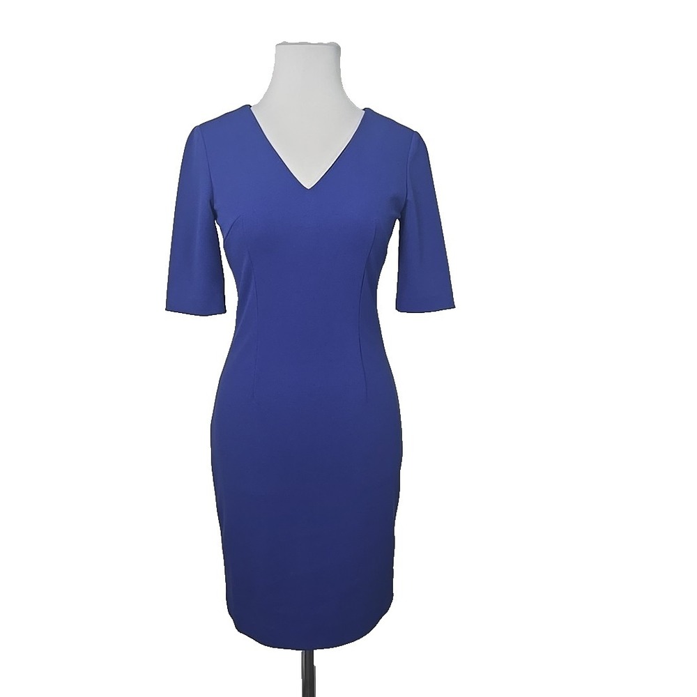 Antonio Melani Cobalt‎ Blue V-neck Half Sleeve Fitted Business Dress Size 0